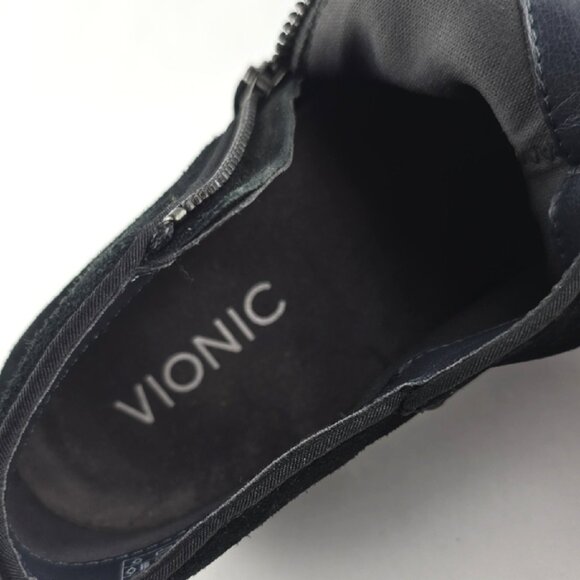 VIONIC Women's Joy Serena Black Suede Ankle Boots Side Zip Arch Support Size 8M - Picture 10 of 14